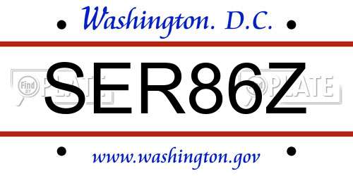 SER86Z District Of Columbia License Plate