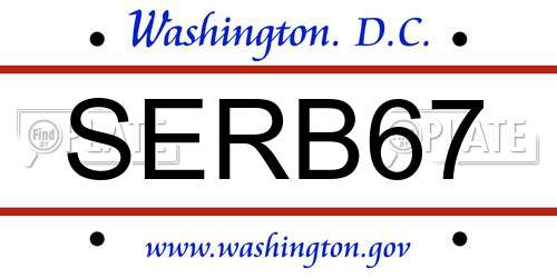 SERB67 District Of Columbia License Plate