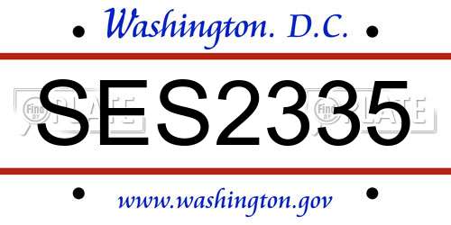 SES2335 District Of Columbia License Plate