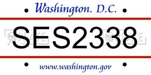 SES2338 District Of Columbia License Plate