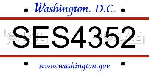 SES4352 District Of Columbia License Plate