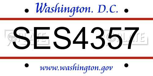 SES4357 District Of Columbia License Plate