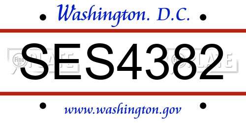 SES4382 District Of Columbia License Plate