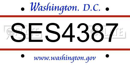 SES4387 District Of Columbia License Plate