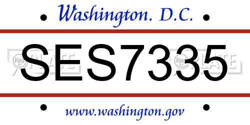 SES7335 District Of Columbia License Plate