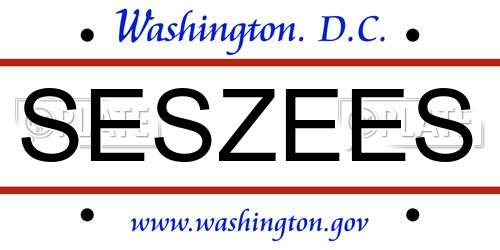 SESZEES District Of Columbia License Plate