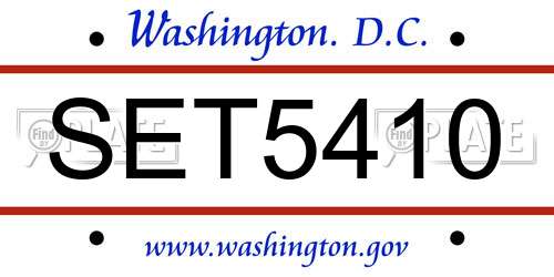 SET5410 District Of Columbia License Plate