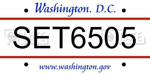 SET6505 District Of Columbia License Plate
