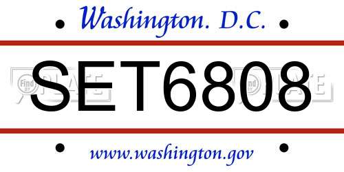 SET6808 District Of Columbia License Plate