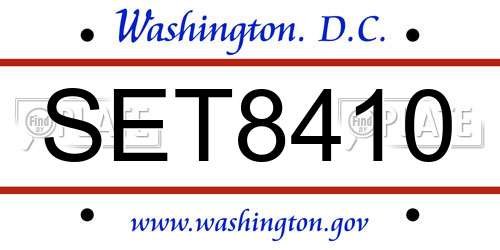 SET8410 District Of Columbia License Plate
