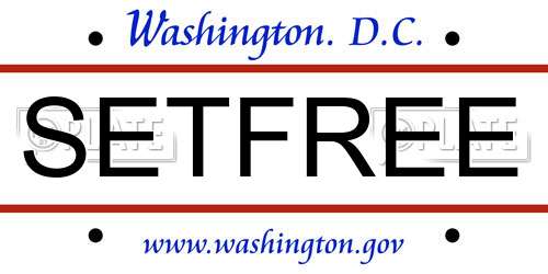 SETFREE District Of Columbia License Plate