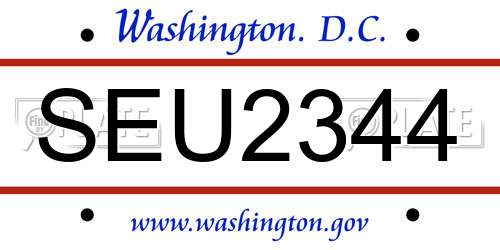 SEU2344 District Of Columbia License Plate