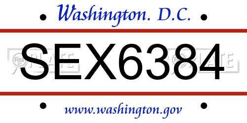 SEX6384 District Of Columbia License Plate