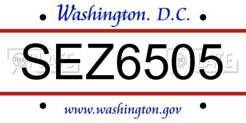SEZ6505 District Of Columbia License Plate