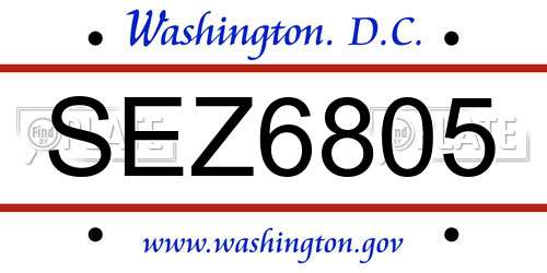 SEZ6805 District Of Columbia License Plate