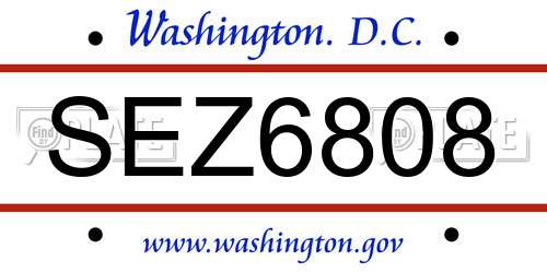 SEZ6808 District Of Columbia License Plate