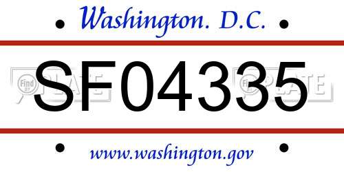 SF04335 District Of Columbia License Plate