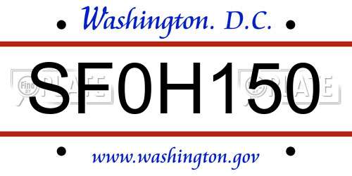 SF0H150 District Of Columbia License Plate