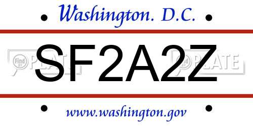 SF2A2Z District Of Columbia License Plate