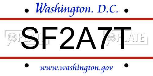SF2A7T District Of Columbia License Plate