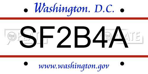 SF2B4A District Of Columbia License Plate