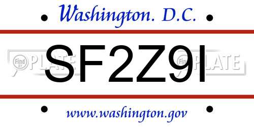 SF2Z9I District Of Columbia License Plate