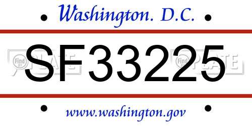 SF33225 District Of Columbia License Plate