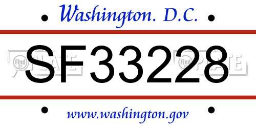 SF33228 District Of Columbia License Plate