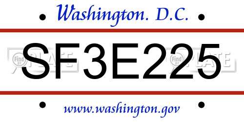 SF3E225 District Of Columbia License Plate