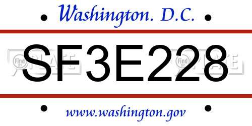 SF3E228 District Of Columbia License Plate