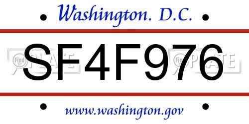 SF4F976 District Of Columbia License Plate