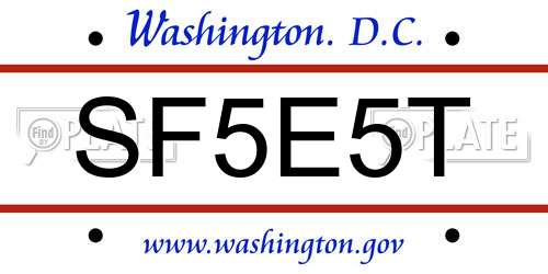 SF5E5T District Of Columbia License Plate