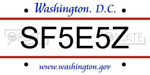SF5E5Z District Of Columbia License Plate
