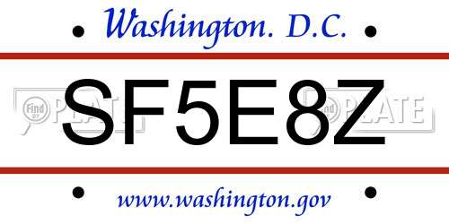 SF5E8Z District Of Columbia License Plate