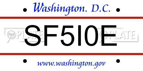 SF5I0E District Of Columbia License Plate