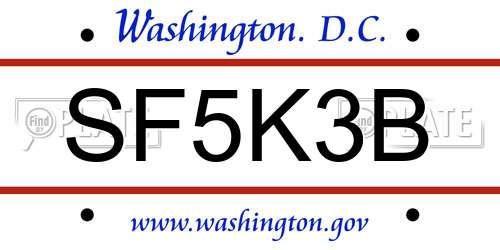 SF5K3B District Of Columbia License Plate