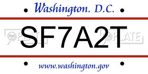 SF7A2T District Of Columbia License Plate