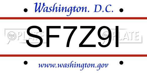 SF7Z9I District Of Columbia License Plate