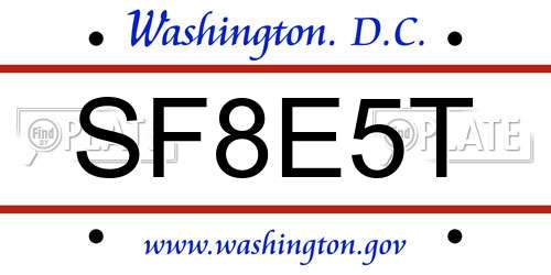SF8E5T District Of Columbia License Plate