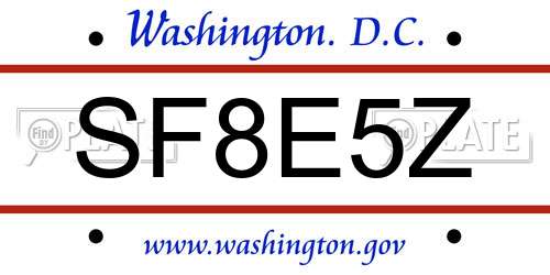 SF8E5Z District Of Columbia License Plate