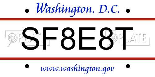 SF8E8T District Of Columbia License Plate