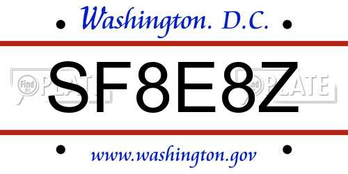 SF8E8Z District Of Columbia License Plate