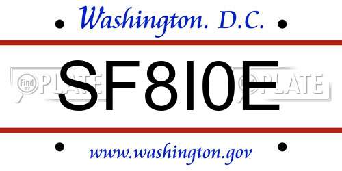 SF8I0E District Of Columbia License Plate