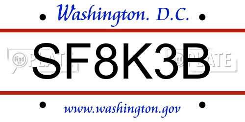SF8K3B District Of Columbia License Plate