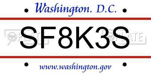 SF8K3S District Of Columbia License Plate