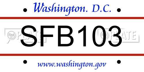 SFB103 District Of Columbia License Plate