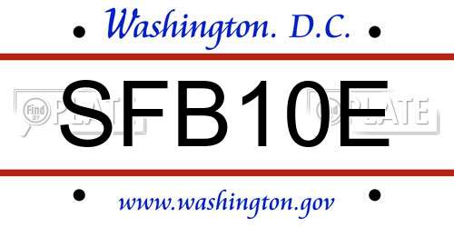 SFB10E District Of Columbia License Plate