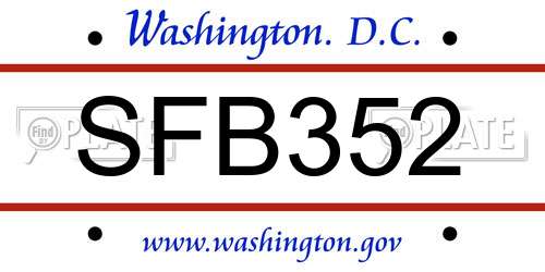 SFB352 District Of Columbia License Plate
