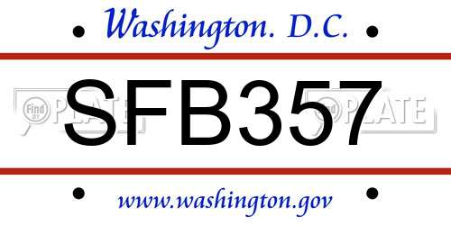 SFB357 District Of Columbia License Plate