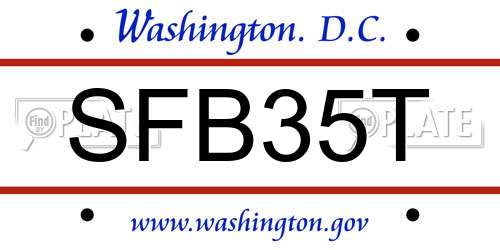 SFB35T District Of Columbia License Plate